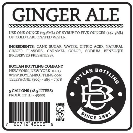 BOYLAN NATURAL GINGER ALE 5 GAL BIB