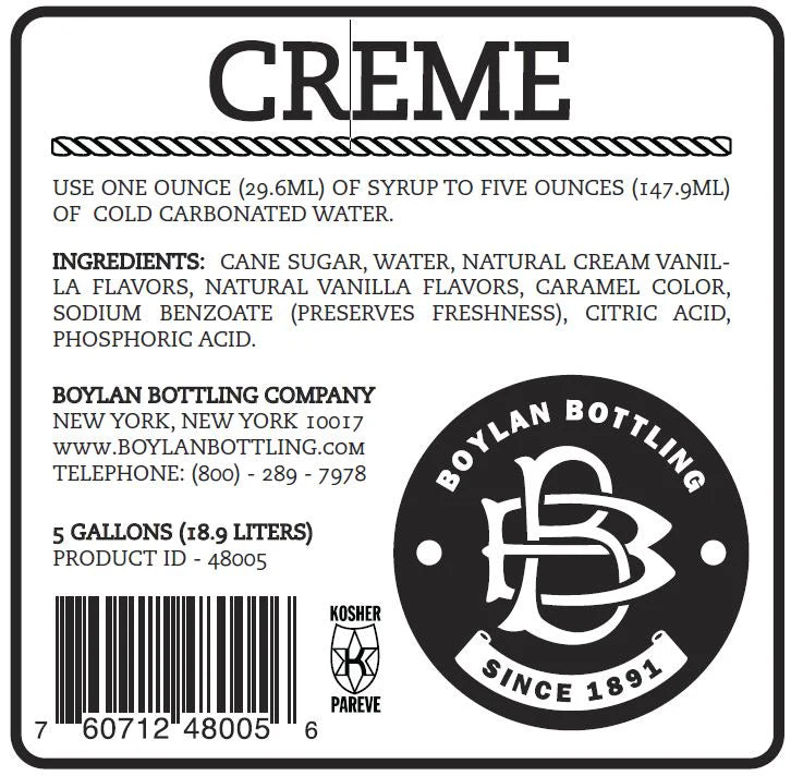 BOYLAN NATURAL CREME 5 GAL BIB