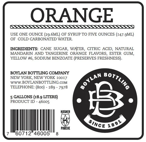 BOYLAN'S NATURAL ORANGE 5 GAL BIB